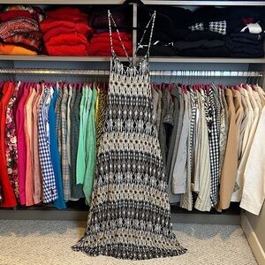 Lascana tan/black/white print sleeveless maxi dress size S